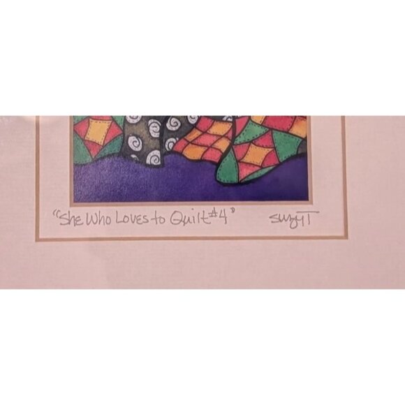 She Who Loves To Quilt #4 Framed Print by Suzy Toronto Gold Frame Colorful Art - Picture 3 of 16